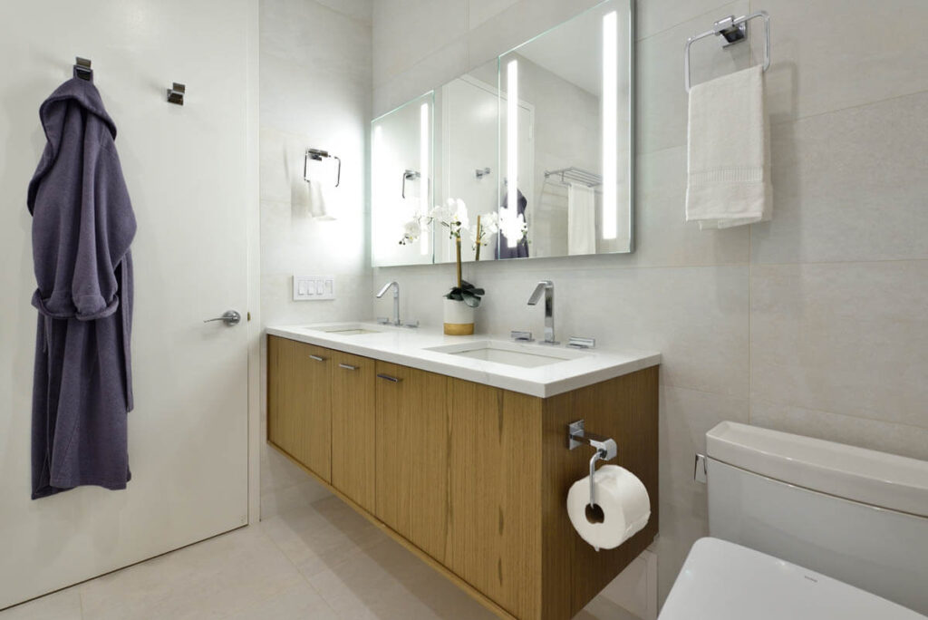 finished bathroom remodeling project in Orange County
