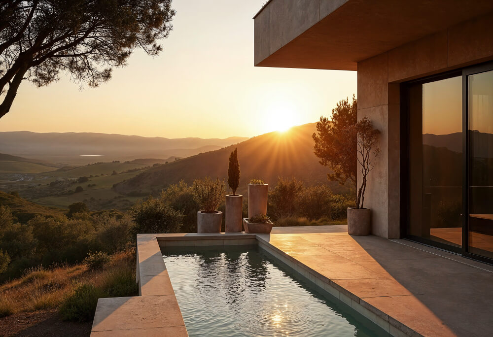 Luxury custom home under construction on a Malibu hillside property