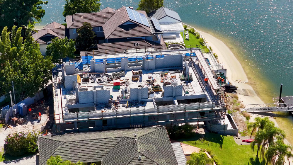 Luxury home rebuilding project in Malibu after wildfire with modern coastal architecture